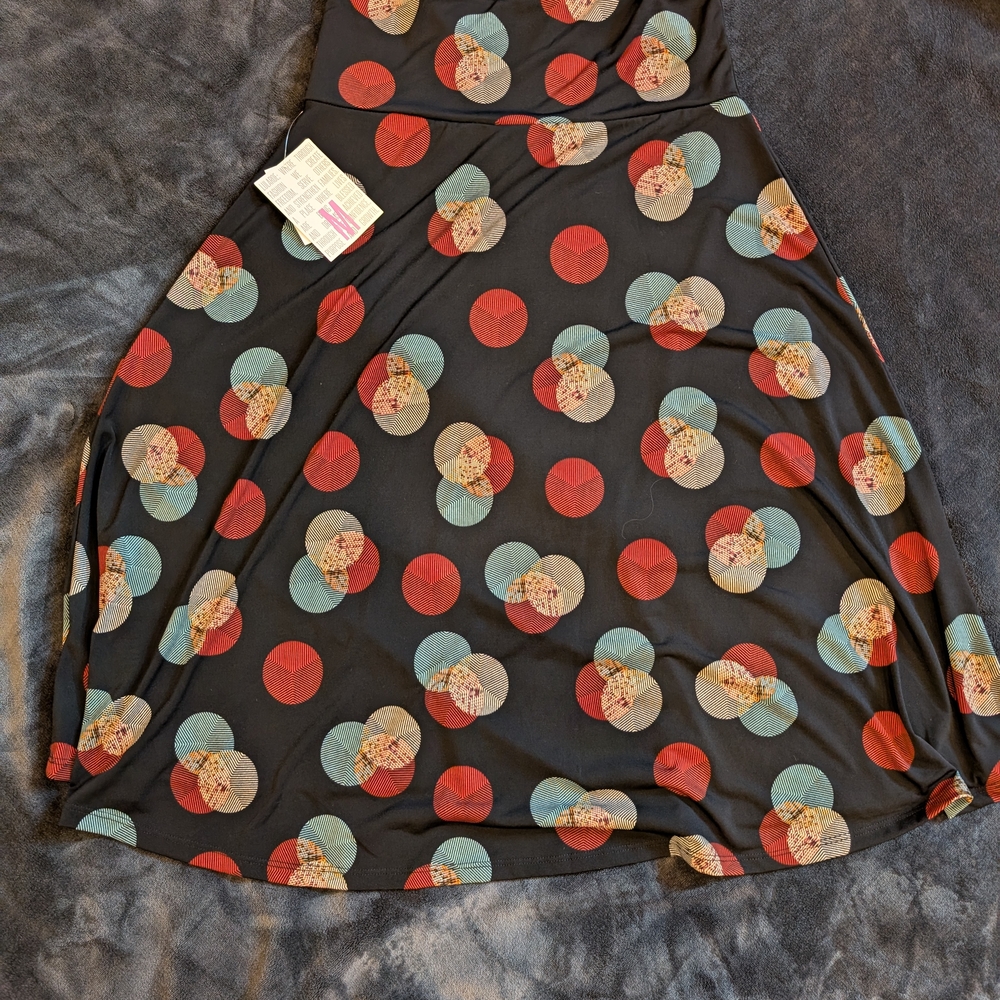 Black Skirt with Colorful Circle Pattern